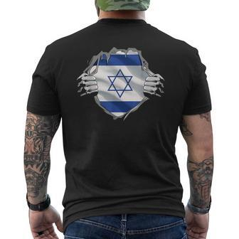 Israel Roots Flag Patriotic Israeli Heritage Patriot Day Men's T-shirt Back Print | Mazezy
