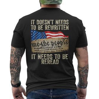 It Doesnt Need To Be Rewritten Constitution Flag Usa Mens Back Print T-shirt | Mazezy