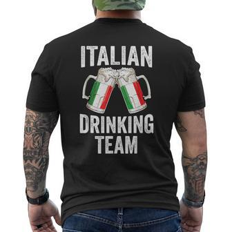 Italian Drinking Team Salute Italy Flag Funny Oktoberfest Mens Back Print T-shirt | Mazezy
