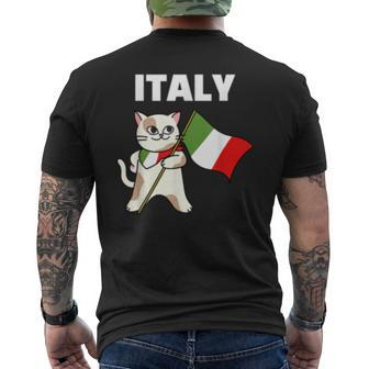 Italy Cat | Italian Italia Flag Cute Kitten Mens Back Print T-shirt | Mazezy
