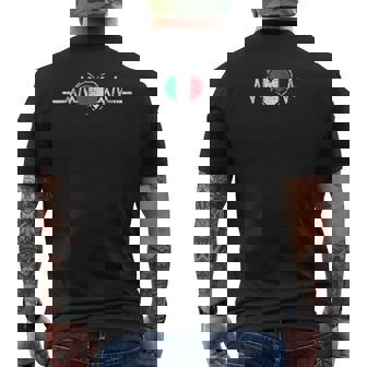 Italy Flag Heartbeat Italian Roots Vintage Men's T-shirt Back Print - Seseable