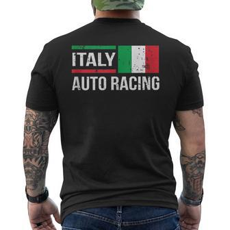Italy Italian Flag Formula Car Auto Racing Race Fan Mens Back Print T-shirt | Mazezy