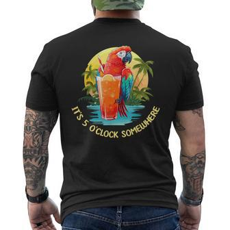 It's 5 O'clock Somewhere Drinking Parrot Cocktail Summer Men's T-shirt Back Print - Seseable