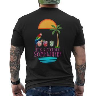 It's 5 O'clock Somewhere Parrot Cocktail Lover Hello Summer Men's T-shirt Back Print - Monsterry AU
