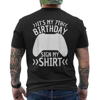 It's My 7Th Birthday Sign My 7 Year Old Boy Bday Gamer Men's T-shirt Back Print