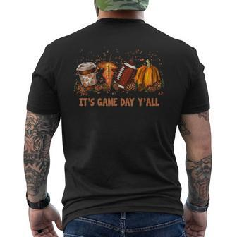 It's Game Day Y'all Football Football Game Coffe Pumpkin Men's T-shirt Back Print - Seseable