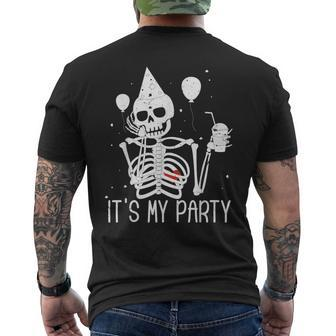 Its Halloween And Yes Its My Birthday Costume Skeleton Men's T-shirt Back Print - Monsterry