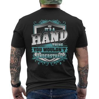 It's A Hand Thing You Wouldn't Understand Name Vintage Men's T-shirt Back Print - Seseable