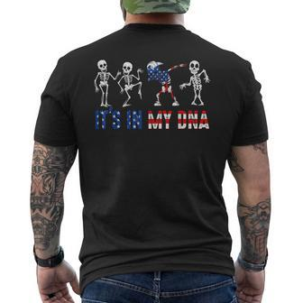 Its In My Dna Dabbing Skeleton American Us Flag Patriotic Patriotic Funny Gifts Mens Back Print T-shirt | Mazezy