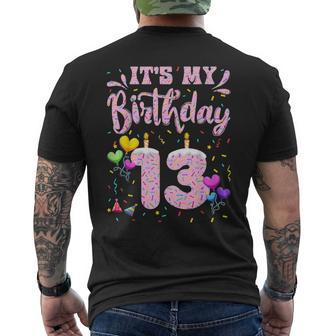 Its My 13Th Birthday Girl Doughnut Happy 13 Years Old Ns Mens Back Print T-shirt - Seseable