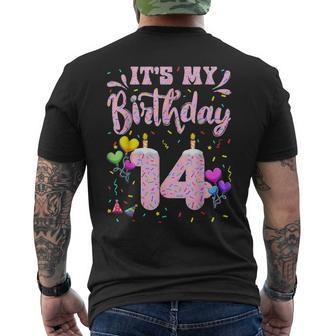 Its My 14Th Birthday Doughnut Happy 14 Years Old Girl Kids Mens Back Print T-shirt - Seseable