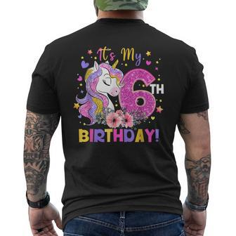 Its My 6Th Birthday Unicorn Girls Funny 6 Year Old Gift Mens Back Print T-shirt | Mazezy