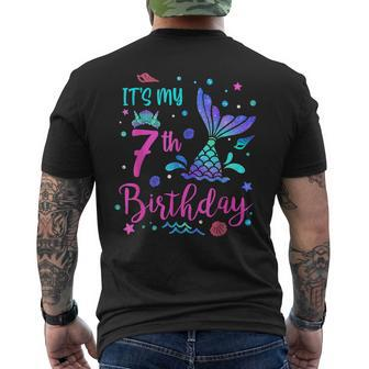 Its My 7Th Birthday Mermaid Girl Theme Party 7 Yrs Old Mens Back Print T-shirt - Thegiftio UK