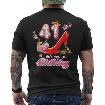Its My Birthday 41 Year Old Sexy And Fabulous 41St Pink Mens Back Print T-shirt | Mazezy