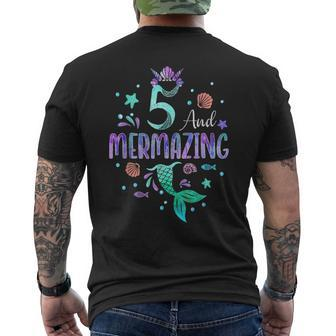 Its My Mermazing 5Th Birthday Mermaid Girl Theme 5 Yrs Old Mens Back Print T-shirt - Monsterry DE