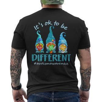Its Ok To Be Different Autism Awareness Gnomes Men's T-shirt Back Print - Seseable