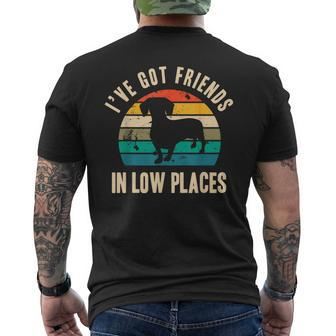 I've Got Friends In Low Places Dachshund Vintage Men's T-shirt Back Print | Mazezy