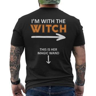 I´M With The Witch And This Is Her Magic Wand Men's T-shirt Back Print - Seseable