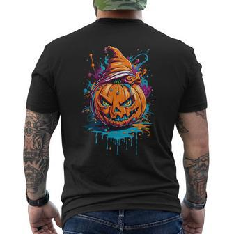 Jack O Lantern Face Pumpkin Scary Halloween Costume Men's T-shirt Back Print - Thegiftio UK