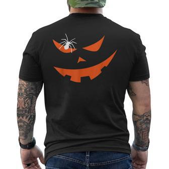 Jack O Lantern Pumpkin Creepy Smiling Face Halloween Costume Pumpkin Funny Gifts Mens Back Print T-shirt | Mazezy