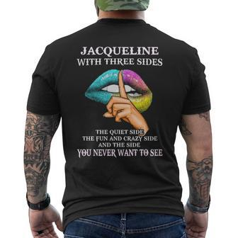 Jacqueline Name Gift Jacqueline With Three Sides Mens Back Print T-shirt - Seseable