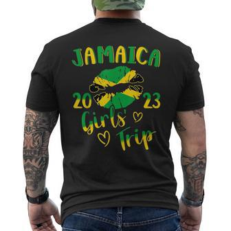 Jamaica 2023 Girls Trip With Jamaican Flag And Kiss Lips Mens Back Print T-shirt - Seseable