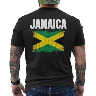 Jamaica Flag Vintage Jamaican Retro Throwback Souvenir Mens Back Print T-shirt | Mazezy