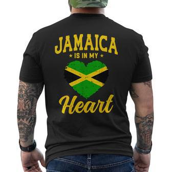 Jamaica Is In My Heart Proud Jamaican Jamaica Flag Heart Mens Back Print T-shirt - Thegiftio UK