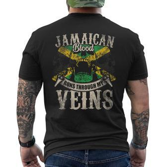 Jamaican Blood Runs Through My Veins Men's T-shirt Back Print | Mazezy