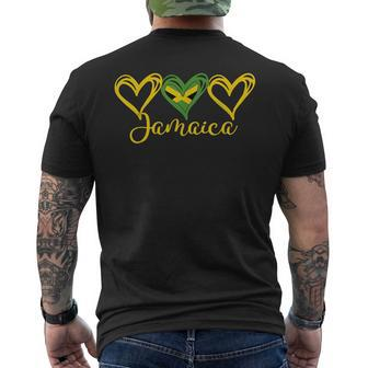 Jamaican Love Jamaican Flag Three Hearts Jamaica Men's T-shirt Back Print - Seseable