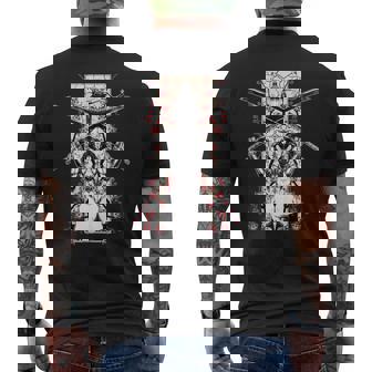 Japanese Samurai Girl And Vintage Sakura Cherry Blossom Gift Mens Back Print T-shirt - Thegiftio