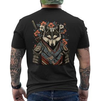Japanese Samurai Wolf Tattoo Vintage Kawaii Ninja For Women Men's Back Print T-shirt | Mazezy