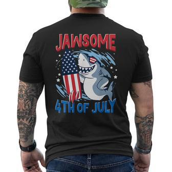 Jawsome 4Th Of July Outifts For Kids Boys Men Funny Shark Mens Back Print T-shirt - Seseable