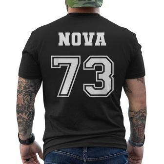 Jersey Style Nova 73 1973 Classic Old School Muscle Car Mens Back Print T-shirt | Mazezy