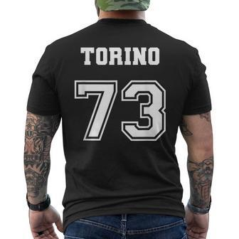 Jersey Style Torino 73 1973 Muscle Classic Car Mens Back Print T-shirt | Mazezy