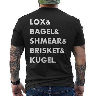 Jewish Foods Lox & Bagel & Shmear & Brisket Men's T-shirt Back Print | Mazezy