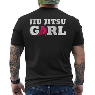 Jiu Jitsu Girl Player Silhouette Sport Gift Mens Back Print T-shirt - Seseable