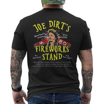 Joe Dirts Fireworks Stand Funny Gift Silvertowns Finest Mens Back Print T-shirt | Mazezy