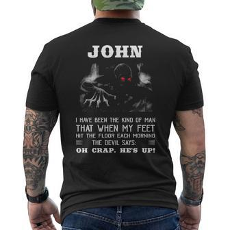 John Name Gift John The Devil Says Oh Crap Hes Up Mens Back Print T-shirt - Seseable