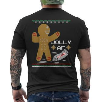 Jolly Af Gingerbread Man Gym Ugly Christmas Sweater Men's T-shirt Back Print - Monsterry