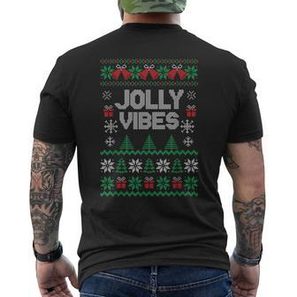 Jolly Vibes Ugly Sweater Jolly Christmas Happy Holidays Men's T-shirt Back Print | Mazezy DE