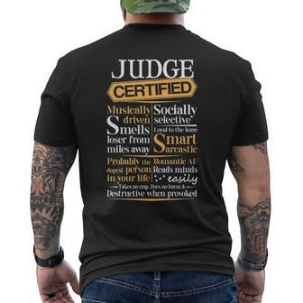 Judge Name Gift Certified Judge Mens Back Print T-shirt - Seseable