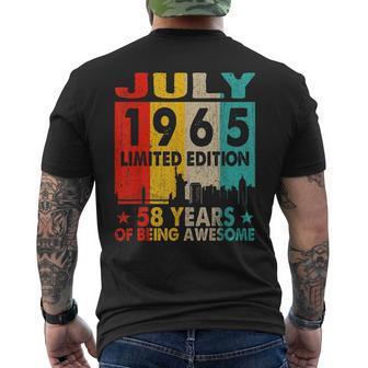 July 1965 58Th Birthday Gifts Vintage Mens Back Print T-shirt | Mazezy