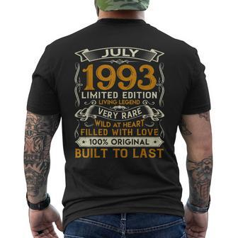 July 1993 Vintage 28 Years Old 28Th Birthday Gift Family Mens Back Print T-shirt | Mazezy