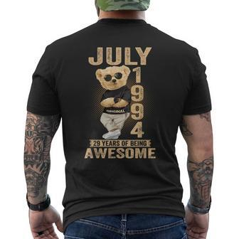 July 1994 29Th Birthday 2023 29 Years Of Being Awesome Mens Back Print T-shirt - Seseable