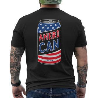 July 4Th American Beer Can Mens Back Print T-shirt | Mazezy