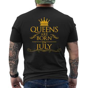 July Birthday Gift T Queens Are Born In July Mens Back Print T-shirt | Mazezy