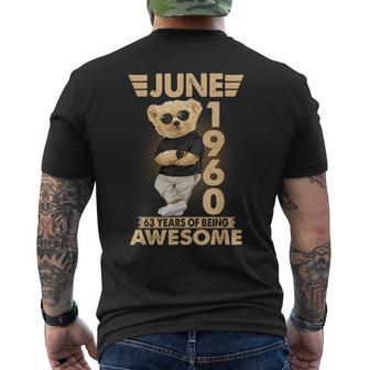 June 1960 63Rd Birthday 2023 63 Years Of Being Awesome Mens Back Print T-shirt | Mazezy
