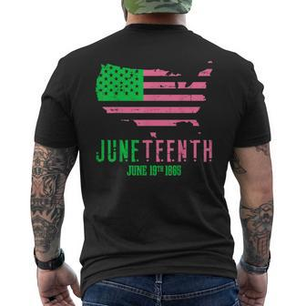 June 19Th 1865 Junenth Aka Distressed American Flag Mens Back Print T-shirt | Mazezy