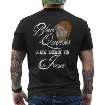June Birthday Black Queens Are Born In June Men's Back Print T-shirt | Mazezy